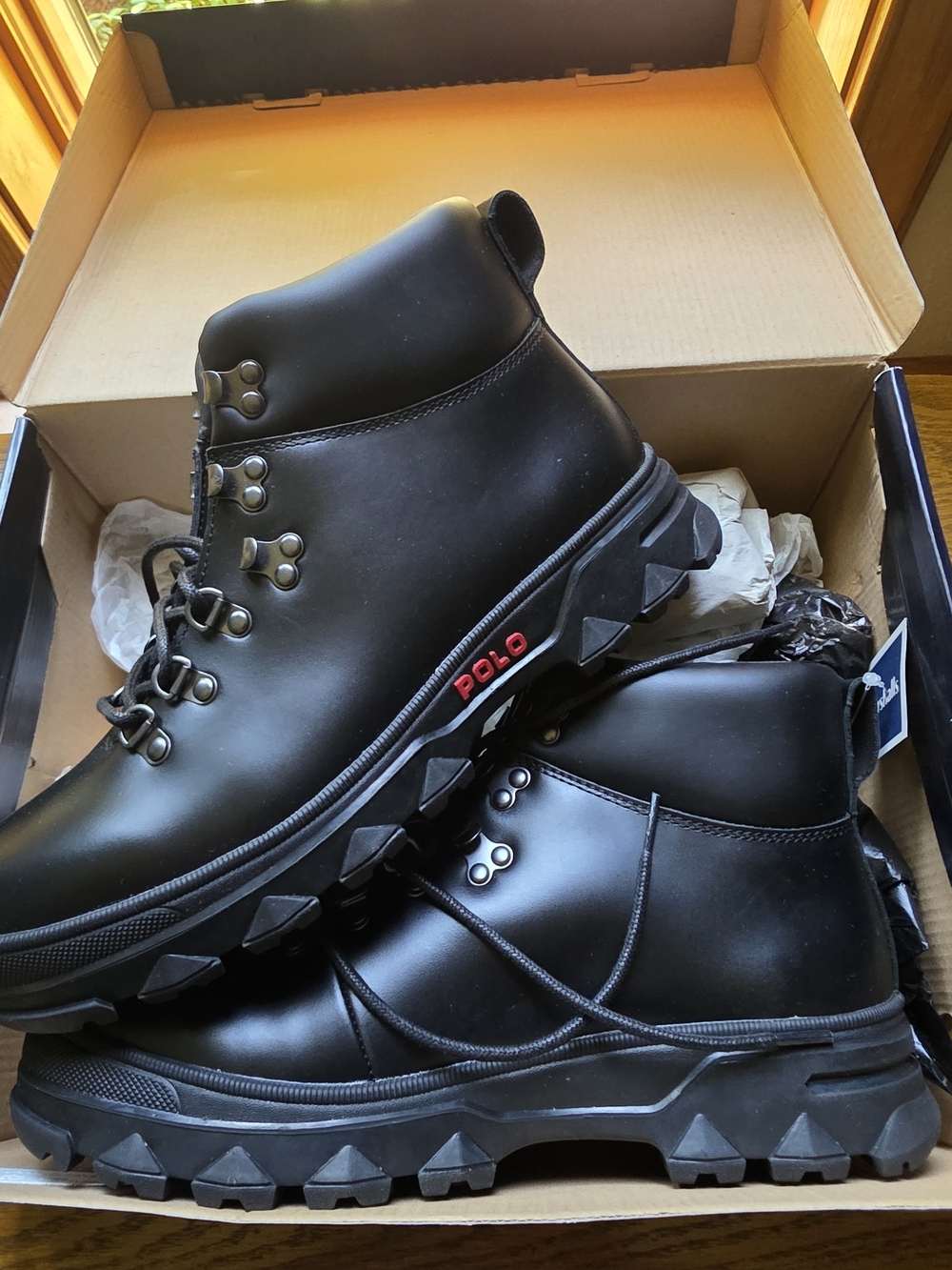 Polo by Ralph Lauren Men’s Black Leather Hainsworth Vintage New Old Stock Boots